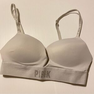 Pink VS Victorias Secret Wear Everywhere Wireless Push Up Bra comfort gray M